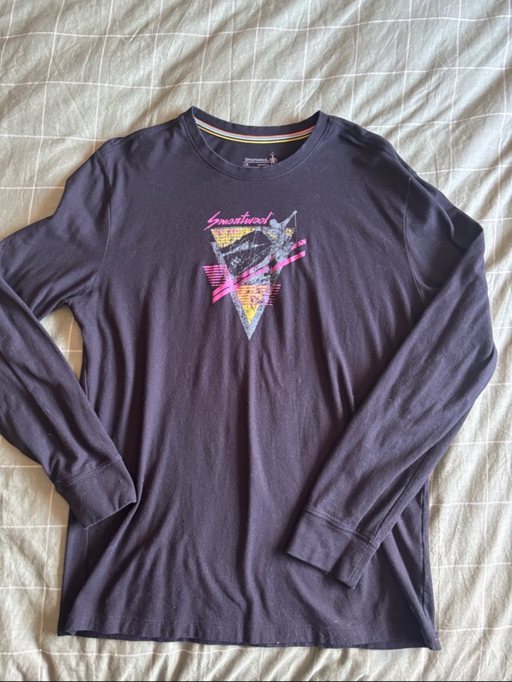 Smartwool Men's Long-Sleeve Graphic Crew - Black with Pink Accent